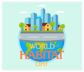 World Habibat Day with building in flat design