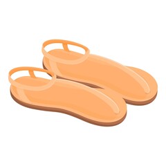 Beige sandals icon. Cartoon of beige sandals vector icon for web design isolated on white background
