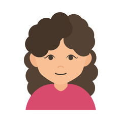 woman cartoon character with curly hair flat icon