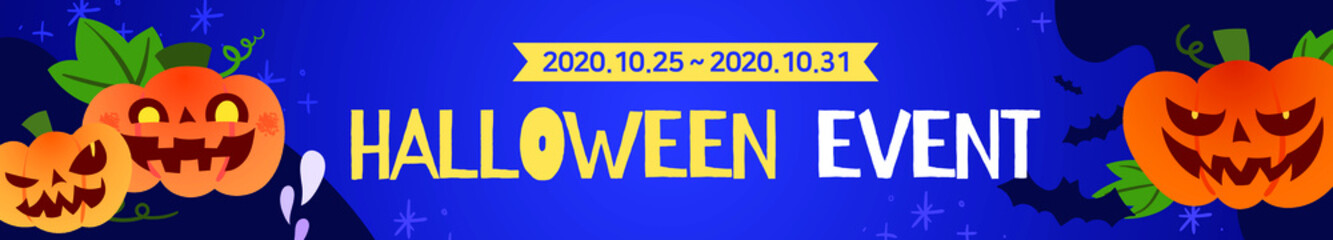 Halloween event banner background template. Pumpkins are making funny faces.