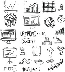 set of business hand drawn icons