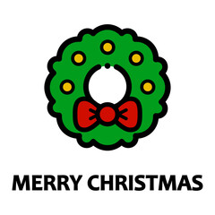 cartoon christmas wreath with text