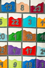 Handmade advent calendar in Christmas. Made of felt.