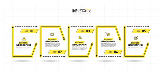 5 Steps Timeline Infographics design template.	
