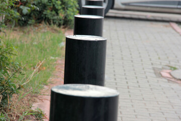 Colorful iron barrier on the road