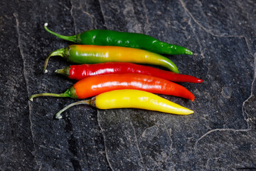 Different Chili on a stone plate