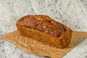 apple pudding on white marble