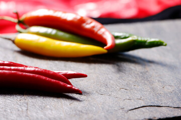 Different Chili on a stone plate