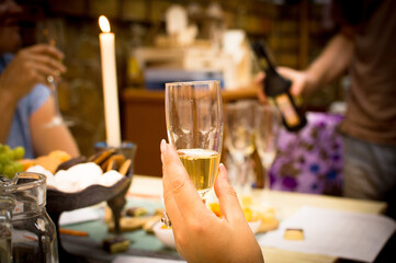 Selection of wine for tasting. Selective focus on the wine.