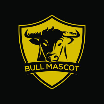 bull logo vector with shield, Design element for logo, poster, card, banner, emblem, t shirt. Vector illustration