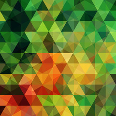 Obraz premium Triangle vector background. Can be used in cover design, book design, website background. Vector illustration. Green, yellow, orange colors.