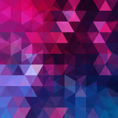 Fototapeta premium Geometric pattern, triangles vector background in purple, blue  tones. Illustration pattern