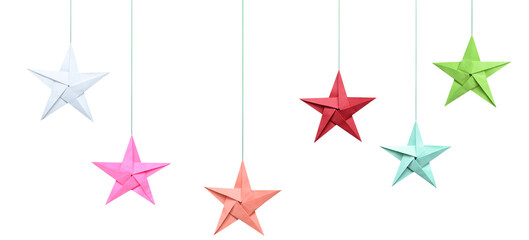 Haning origami paper stars with string