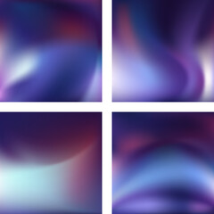 Set with abstract blurred backgrounds. Vector illustration. Modern geometrical backdrop. Abstract template. Blue, purple colors.