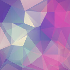 Fototapeta premium Abstract mosaic background. Triangle geometric background. Design elements. Vector illustration. Pink, blue, purple colors.