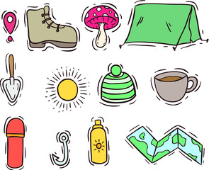 camping icons set
