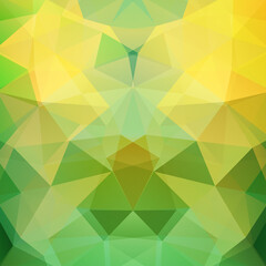 Geometric pattern, polygon triangles vector background in yellow, green  tones. Illustration pattern