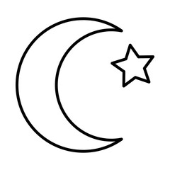 turkish crescent moon symbol icon, line style