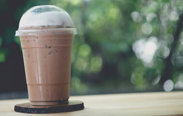 Iced coffee or mocha in take away cup