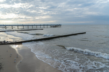 Sea surf along the coastline.