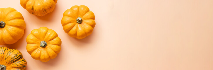 Banner with small decorative pumpkins