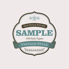 ビンテージバナー　バッジ　ラベル　ターコイズブルー