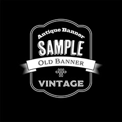 ビンテージバナー　バッジ　ラベル　白黒