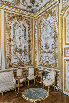 Interior of famous Chateau de Chantilly (Chantilly Castle, 1560) - a historic chateau located in town of Chantilly, Oise, Picardie, France. CHANTILLY, FRANCE. May 9, 2014.