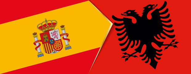 Spain and Albania flags, two vector flags.