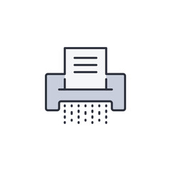 Paper document shredder vector icon symbol isolated on white background