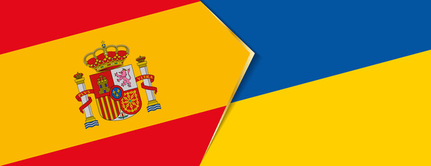 Spain and Ukraine flags, two vector flags.