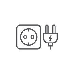 Plug socket vector icon symbol isolated on white background