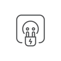 Plug socket vector icon symbol isolated on white background