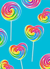 Fototapeta na wymiar rainbow colored lollipops