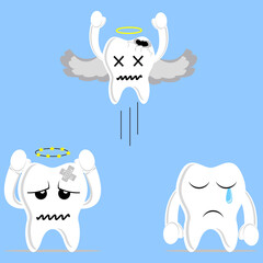 Illustration vector graphic cartoon character of teeth are missing one by one because damage