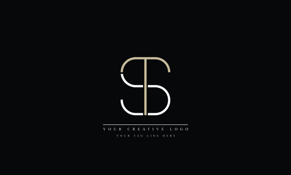 ST, TS, S, T Letter Logo Design with Creative Modern Trendy Typography