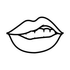 pop art mouth showing the teeth, line style
