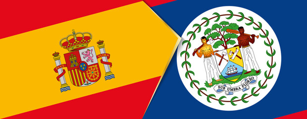 Spain and Belize flags, two vector flags.