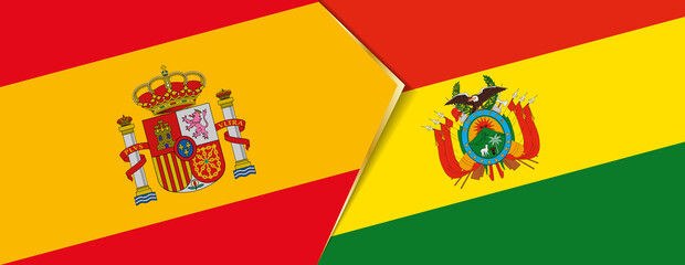 Spain and Bolivia flags, two vector flags.