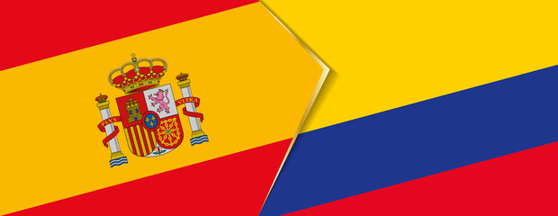 Spain and Colombia flags, two vector flags.