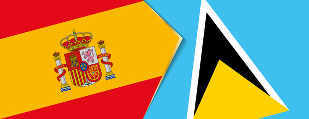 Spain and Saint Lucia flags, two vector flags.