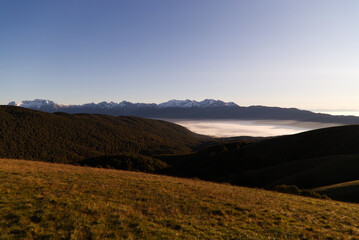 The Cansiglio plateau covered by fog in the morning