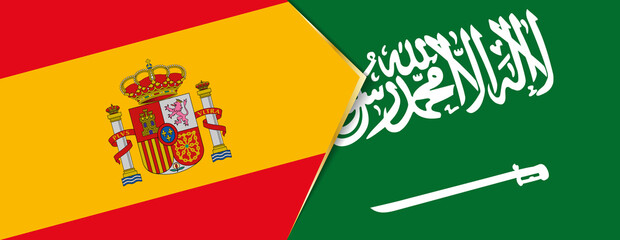 Spain and Saudi Arabia flags, two vector flags.