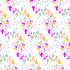 seamless pattern with hearts and flowers