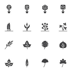 Plants and trees vector icons set