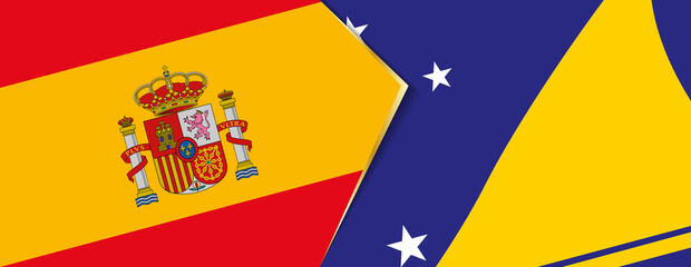 Spain and Tokelau flags, two vector flags.