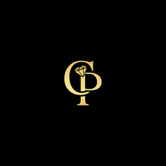 letter CP diamond jewelry logo design vector template