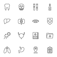 Healthcare, medical line icons set