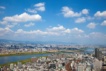 Fototapeta premium 大阪北区と淀川区の町並み