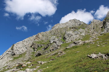 Fototapeta premium A typical mountain view in the European Alps on a sunny day in summer